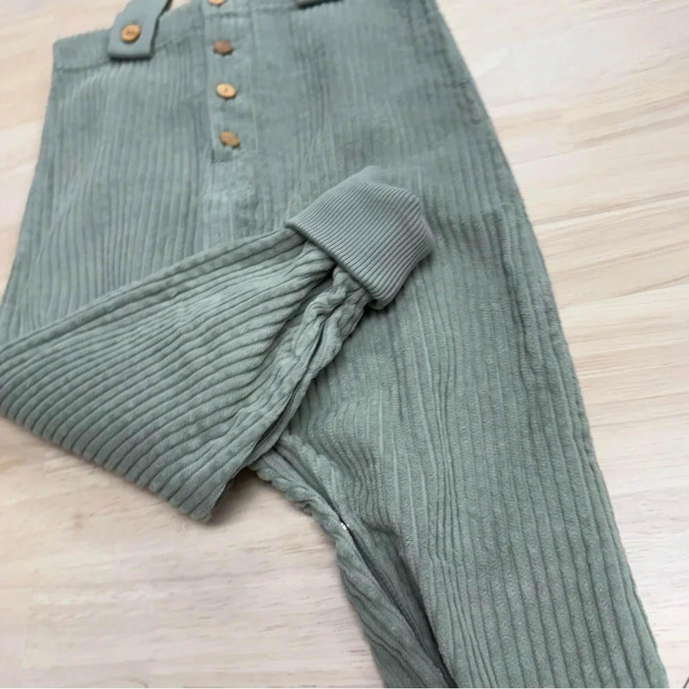New! Snug green soft cord overalls